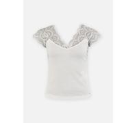 Camiseta de manga corta con encaje Mujer Talla S. Color Blanco