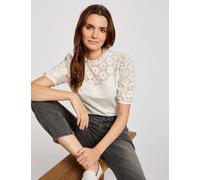 Camiseta de manga corta bordada Mujer Talla XS. Color Blanco