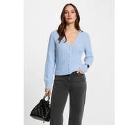 Cárdigan corto con cuello de pico, de punto fino Mujer Talla XL. Color Azul