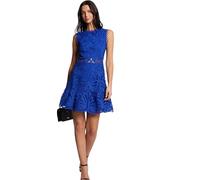 Vestido corto evasé encaje azul eléctrico mujer 38