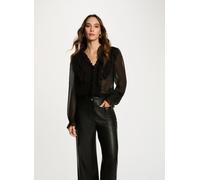 Camisa fluida con cuello en v negro mujer 36