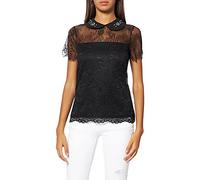 Morgan Blusa manga corta con encaje y abertura Negro TP