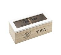 Morgan Caja Porta Té de Madera para 2 Tazas e Infusiones - 18 x 8 x 7 cm