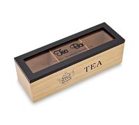 Morgan Caja Porta Tisanas de Madera, Porta Bolsitas de Té de 3 Cajas, Caja Porta Té Bolsitas Negra 24x8x7 cm