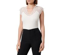 Camiseta de manga corta con encaje Mujer Talla S. Color Blanco