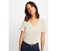 Morgan Camiseta mujer 212-DIWI – manga corta con escote en V, beige, XS
