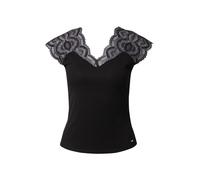 Camiseta de manga corta con encaje Mujer Talla S. Color Negro