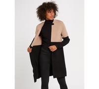 MORGAN Chaqueta de punto larga bicolor. Color Camel/Negro