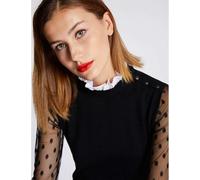 Morgan Jersey bimateria cuello con volantes Negro L