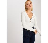 MORGAN Jersey con cuello de pico y botones dorados. Color Blanco