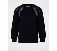 Morgan Jersey cuello redondo y manga 3/4 calada de mujer.. Azul marino 36 (S)