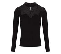 Morgan Jersey Mix Encaje Cuello Montante, Negro, L