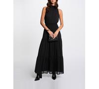 Morgan Morgan - Vestido largo recto plumeti. Negro