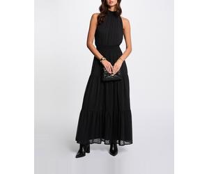 Morgan Morgan - Vestido largo recto plumeti. Negro Talla 34