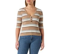 Morgan Mujer Jersey Manga Corta Rayas MINO Marfil TXL, Marfil/Camel, XL