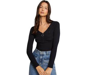 Morgan Punto Manga Larga Cuello V con Cremallera, Azul Marino, S