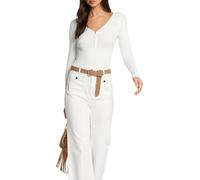 Morgan Punto Manga Larga Cuello V con Cremallera, Off White, L