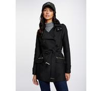 MORGAN Trench con capucha, semilargo. Color Negro