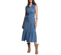 MORGAN Vestido largo vaquero recto. Color Azul Claro