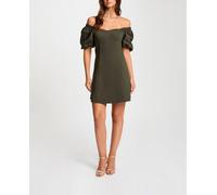 Morgan Vestido corto con mangas abullonadas. Verde 42 (42)