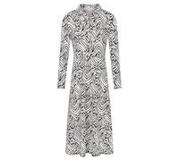 Morgan - Vestido Largo Estampado para Mujer, Color Negro y Blanco, Manga Larga, Talla 38, Multico., 38