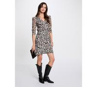 MORGAN Vestido midi trapecio estampado. Color Estampado Negro