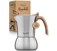 Morgenheld FLOW Premium Caffettiera espresso in acciaio inossidabile grande per 6 tazze 300ml - Macchinetta del caffè espresso per piano a induzione, fornello a gas, maceta moca