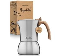 Morgenheld FLOW Premium Caffettiera espresso in acciaio inossidabile piccolo per 4 tazze 200ml - Macchinetta del caffè espresso per piano a induzione, fornello a gas, maceta moca
