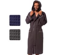 Morgenstern Albornoz Hombre XXL Ligero Algodón Nido de Abeja puro con Capucha, gris