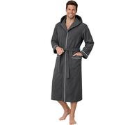 Morgenstern Albornoz Hombre XXXXL Ligero Algodón puro con Capucha 4XL, gris
