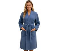 Morgenstern Albornoz Mujer Diseño de Gofre Kimono Bata de Piqué Algodón Gris Talla 42/44