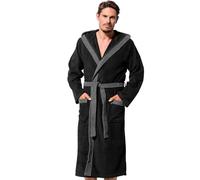 Morgenstern Cadiz Salamanca - Albornoz con capucha para hombre, 100% algodón, largo, negro y gris, XL
