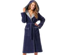 Morgenstern Leonie - Albornoz para mujer de 100 % algodón con capucha de rizo de terciopelo y certificado Oeko-Tex, azul, L