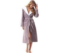 Morgenstern Ropa de Dormir Mujer Capucha Algodón Pardo XL Albornoz Mujer Talla Grande