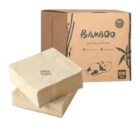 MORGIANA 200 uds Servilletas de bambú para cóctel | Servilletas ecológicas de 2 capas de papel biodegradables | Fiesta Restaurante Navidad（25 * 25CM）
