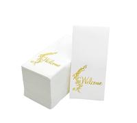 MORGIANA Paquete de 100 Servilletas de Boda de Lujo, Servilletas de Papel con Tacto de lino Dorado y Blanco, Toallas de Mano Desechables, Toallas de Invitados para Fiestas, Navidad
