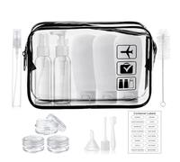 MORICOH Neceser transparente, juego de 14 botellas de viaje para artículos de tocador, a prueba de fugas, recargables, exprimibles para champú, acondicionador, loción, gel de baño, Juego de neceser