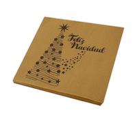 MORIGAMI Servilletas 33x33 cm 2 Capas Color Oro con Diseño Árbol de Navidad - Servilletas Decoradas para Cenas y Fiestas Navideñas