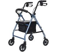 Morimoe Andador plegable con asiento acolchado, frenos bloqueables, mango regulable en altura, 4 ruedas
