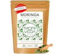 Moringa Cápsulas 1200mg - 60 días de suministro - vegano - sin aditivos químicos - sin lactosa, fructosa, gluten - más de 90 nutrientes, proteínas, vitaminas - 120 piezas de MoriVeda