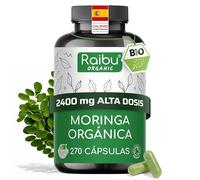 Moringa Oleifera Orgánica, 2400 mg por Dosis - 270 de Moringa Cápsulas Pura con Vitaminas, Minerales y Antioxidantes - 2+ Meses de Suministro - Certificado Ecológico, sin aditivos & sin OGM