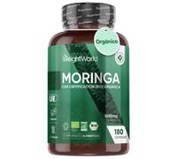 Moringa Orgánica 1650 mg 180 cápsulas - Superalimento Natural Rico en Nutrientes Esenciales - Hecho en la UE, sin OGM