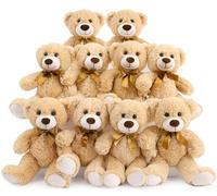 MorisMos 10pcs Oso de Peluche Set, 35cm Marrón Claro Kawaii Juguete de Peluche Suave Osito Regalo para Niños Novia Navidad Cumpleaños Deco