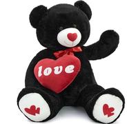 MorisMos 130cm Oso Peluche Gigante con Love, XXL Negro Osito de Peluche Grande, Kawaii Teddy Bear Regalos para Niños Novia Cumpleaños Navidad Decoración