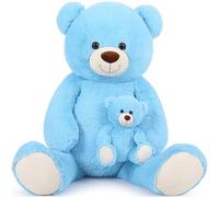 MorisMos 130cm Oso Peluche Gigante, XXL Azul Osito de Peluche Grande con Oso Bebé, Kawaii Teddy Bear Regalos para Niños Novia Cumpleaños Navidad Decoración
