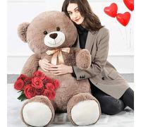 MorisMos 130cm Oso Peluche Gigante, XXL Marrón Osito de Peluche Grande, Kawaii Teddy Bear Regalos para Niños Novia Cumpleaños Navidad Decoración