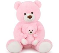 MorisMos 130cm Oso Peluche Gigante, XXL Rosa Osito de Peluche Grande con Oso Bebé, Kawaii Teddy Bear Regalos para Niños Novia Cumpleaños Navidad Decoración