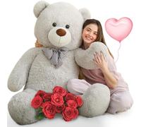 MorisMos 150cm Oso de Peluche Gigante XXL, Gris Osos de Peluche Juguete Animales Grandes, Suave Osito Teddy Bear Kawaii para Niños Niñas Novia Esposa Regalos de San Valentin Madre Cumpleaños Navidad