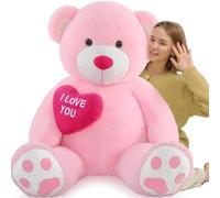 MorisMos 150cm Oso Peluche Gigante con Corazón I Love You, XXL Kawaii Osito de Peluche Rosa Grande Suave, Regalo San Valentín para Novia Mujer Niñas Esposa Niños Cumpleaños