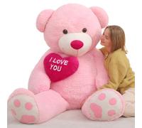 MorisMos 183cm Oso Peluche Gigante con Corazón I Love You, XXXL Kawaii Osito de Peluche Rosa Grande Suave, Regalo San Valentin para Novia Mujer Niñas Esposa Madre Cumpleaños
